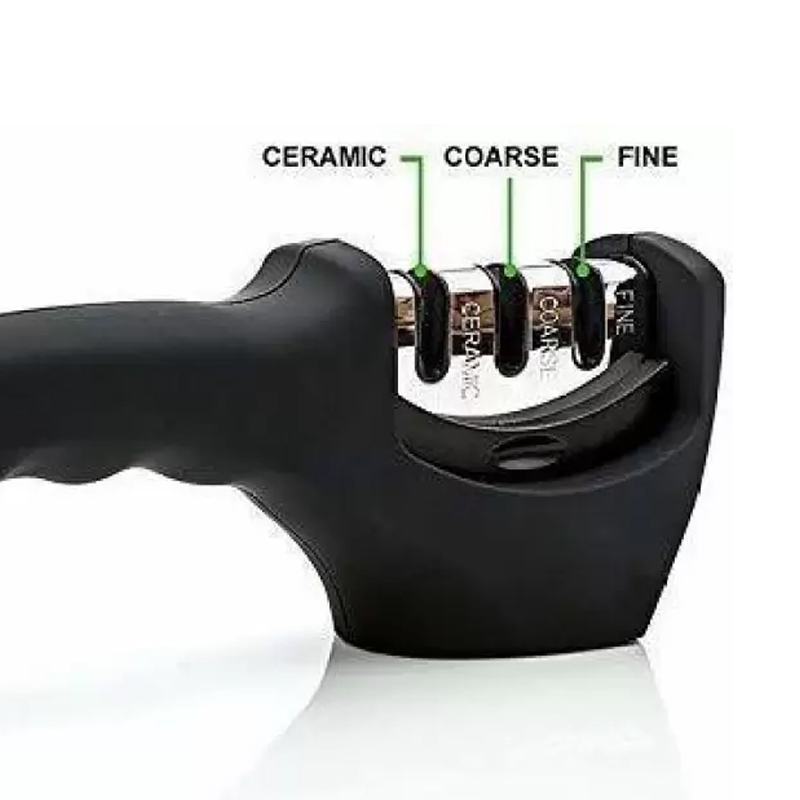 3 Stage Knife Sharpener Fine, Coarse & Ceramic Color Black