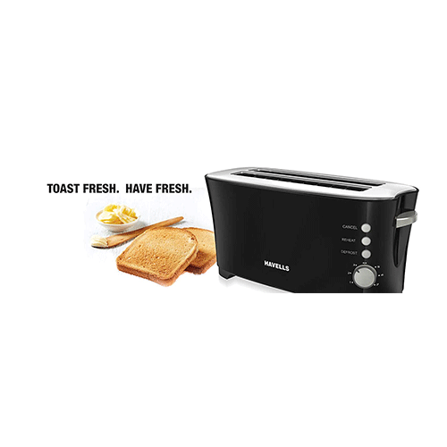 Havells Feasto 4 Slice 1350W Black Pop Up Toaster, GHCPTCAK135 Azha's