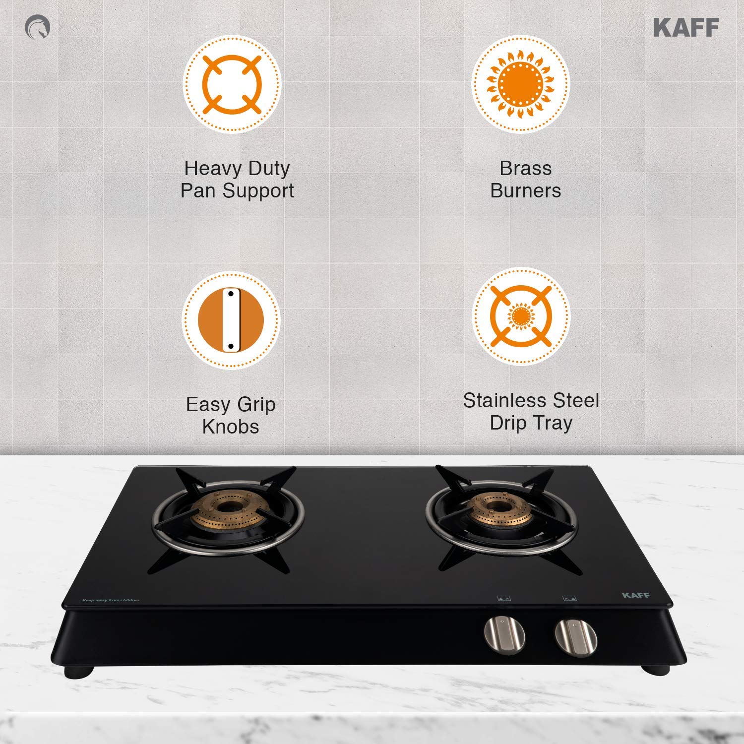 Kaff 2 Burner Cooktop Stove (Black, KC 60 2BJB) Azha Pasa Azha Pasa