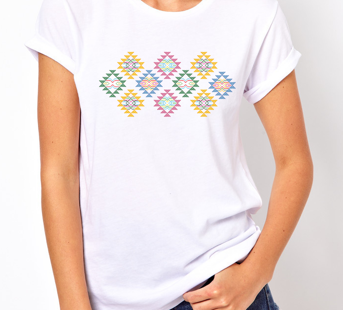 Karma Kora Adult T-Shirt Textile Inspired On White Cotton T-Shirt (Unisex)