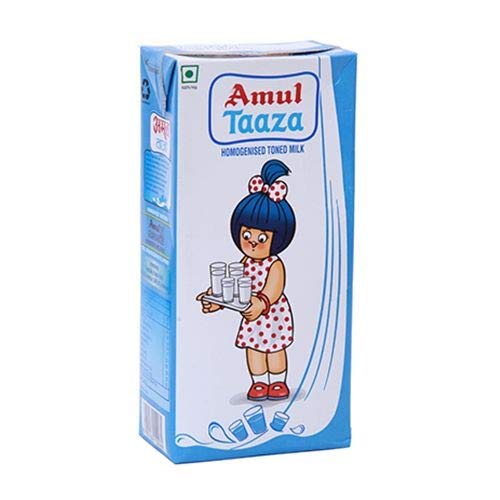 Amul Taaza Homogenized Toned Milk, Tetrapack, 200ml x 30pcs @ Nu. 13.50