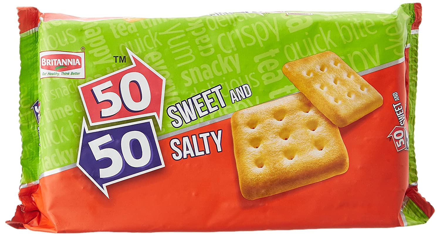 Britannia 50-50 Sweet & Salty Biscuits, 200g x 36pcs @ Nu. 19/-