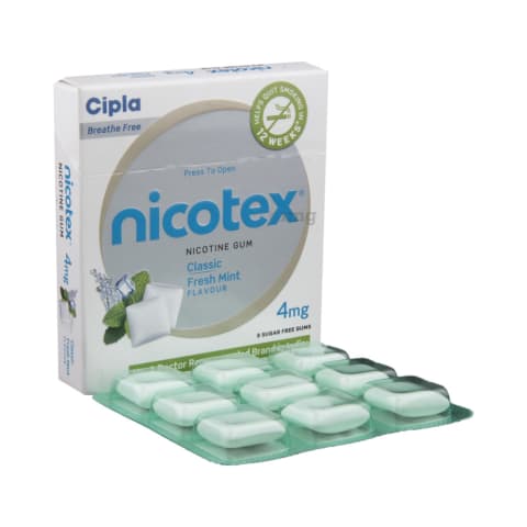 Nicotex Nicotine Gum, Mint Plus | 4mg, For More Than 20 Cigarettes a Day