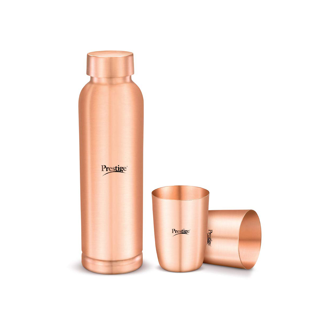 El'Cobre Premium Copper Curved Sequence Glasses & Mid Sequence Bottle Set  (2 Glasses & 1 Bottle in a Black Fine Gift Box) - Ecozone Lifestyle