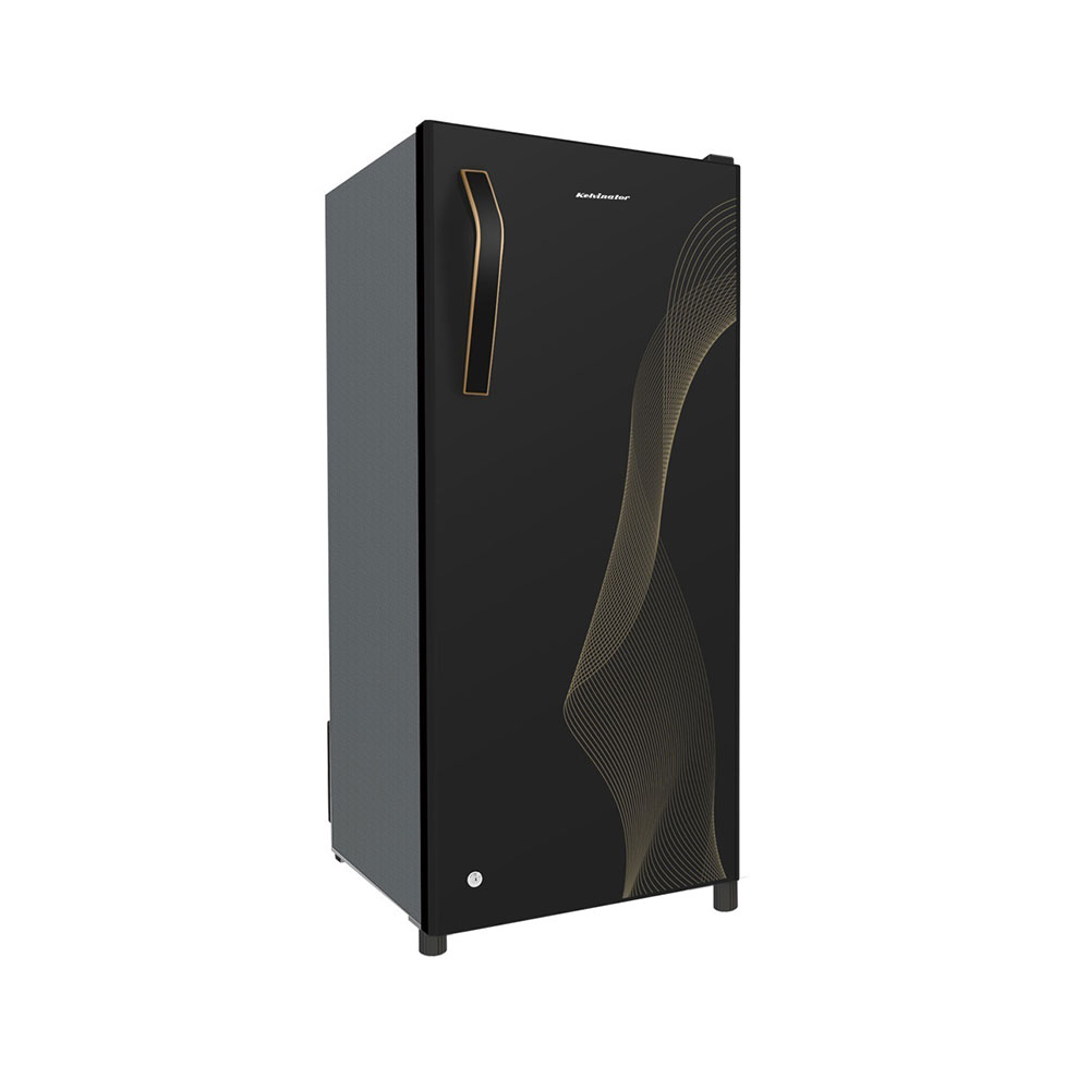 Kelvinator 190L Single Door Refrigerator Black Glass Fridge - A210BKG