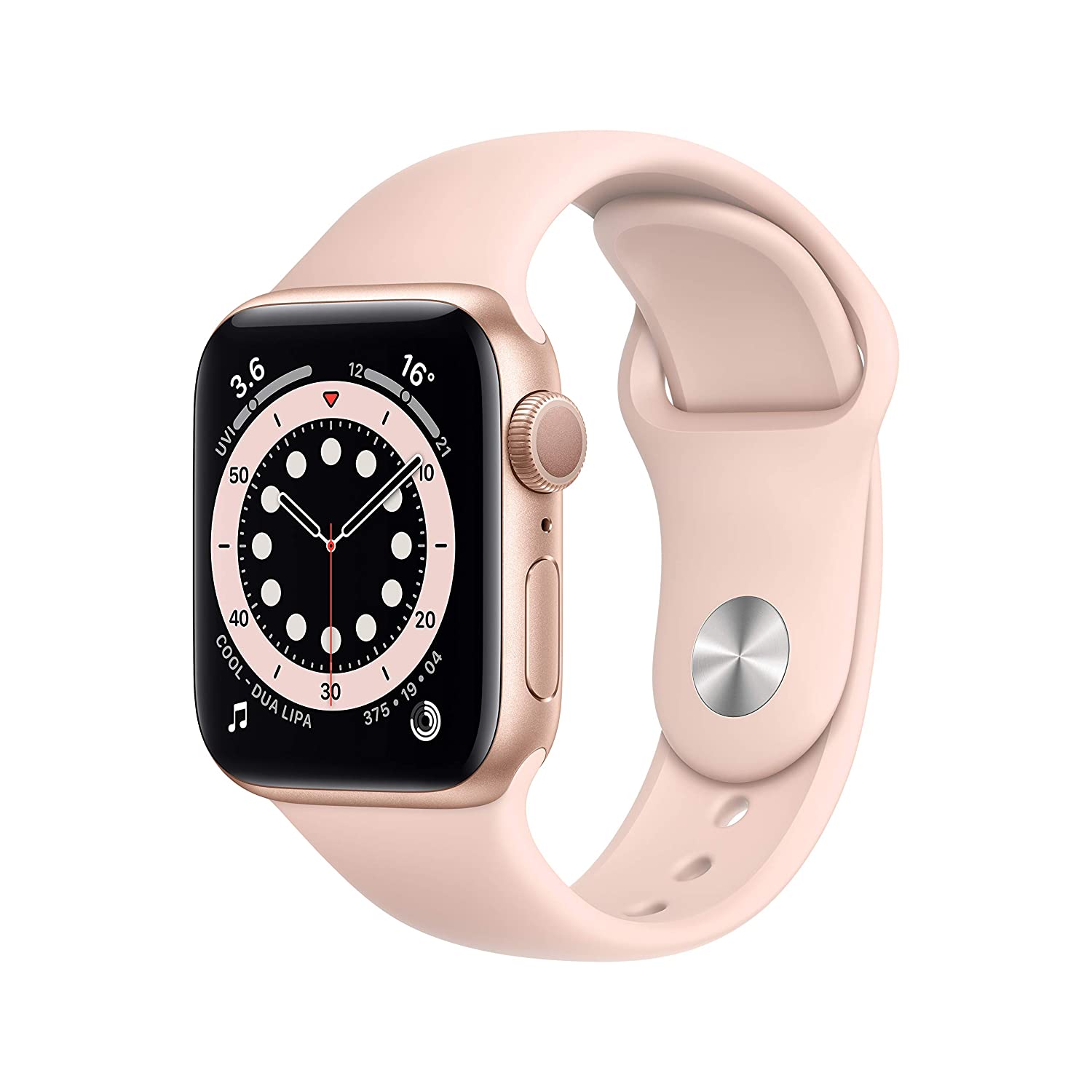 New Apple Watch Series 6 (GPS, 40mm) - Gold Aluminium Case With Pink And Sport Band