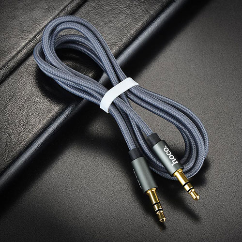 Hoco Audio Cable AUX 3.5mm To 3.5mm “UPA03 Noble Sound” Audio AUX Cable | Metal Grey | 1m