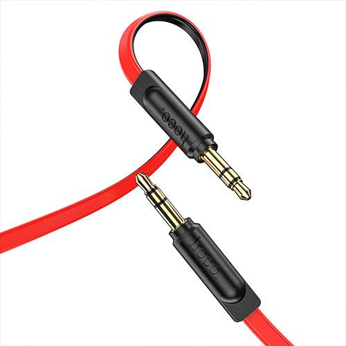 Hoco UPA16 Jack 3.5mm Audio Extension Cable Wire Gold-Plated Aux Cord AUX Cable AUX 3.5 mm Car 3.5mm Audio Cable  |  | 1M Length | Red & White