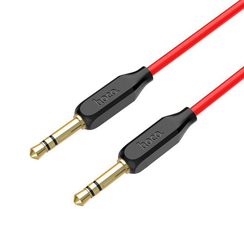 Hoco - AUX UPA11 Audio Cable, 100cm | Black & Red | 3.5 mm Jack To Connect Your Smartphone To An Amplifier, Like Home Theatre, Car Stereo, External Speakers