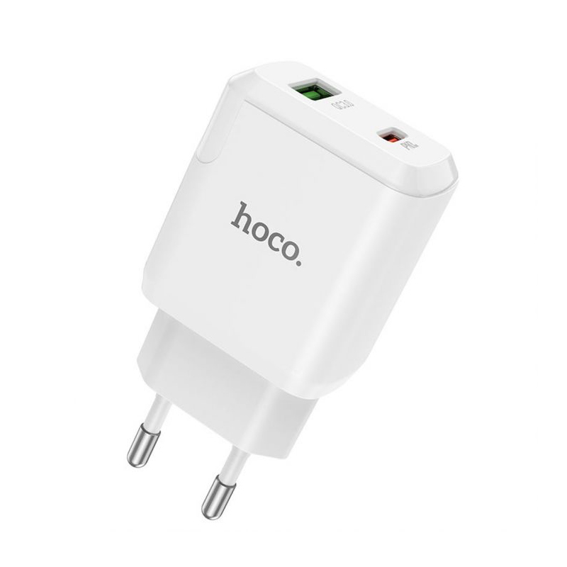 Hoco  N5 Favor Dual Port Pd20W+Qc3.0 Charger(Eu) Only Adapter - Black & White