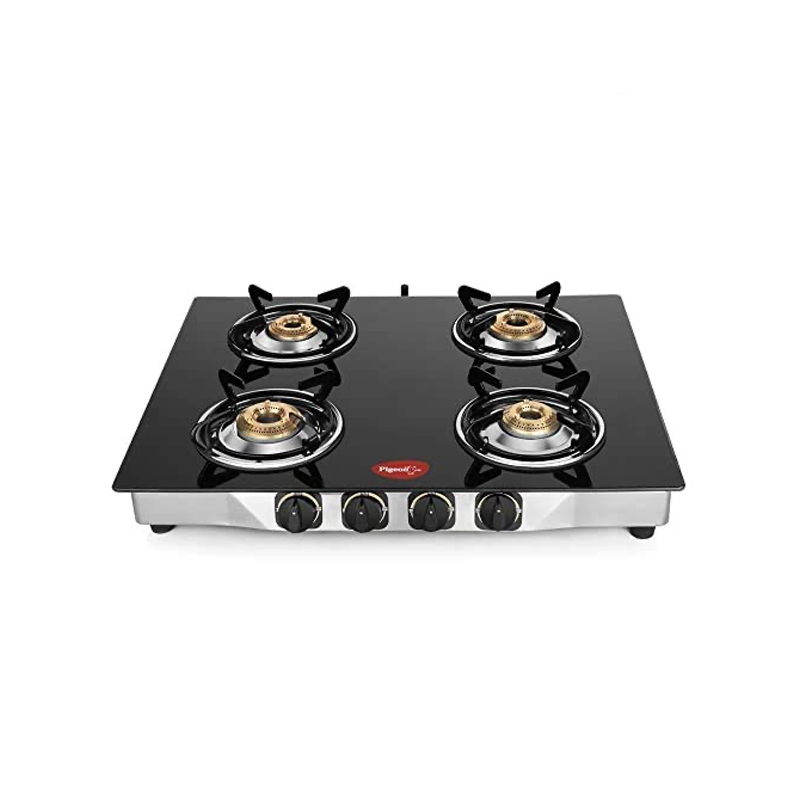 Pigeon 4 Burner Gas Stove with Glass Finishing Surface