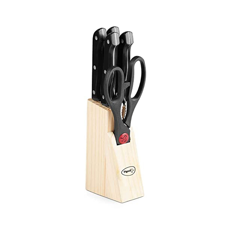 Pigeon Shears Kitchen Tool Set | Knife ( Paring Knife, Steak Knife, Utility Knife, Boning Knife) & Scissors with Wooden Stand Included
