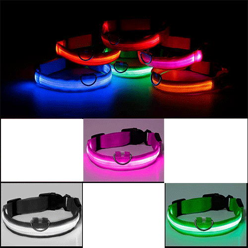 Creative Hot Safety Pet Collar For Lighted Up Nylon LED Dog Cat Collar Advanced Glow Necklace Luminous | Green, Black & Pink