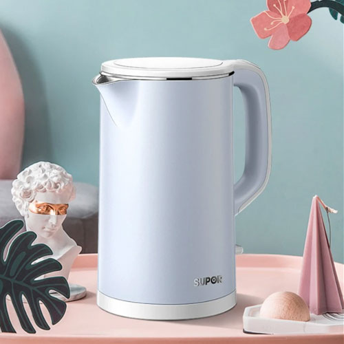 Supor Electric Kettle, Water Boiler 304 Stainless Steel Kettle Double-layer Anti-scalding SW-15J621, 1.5L