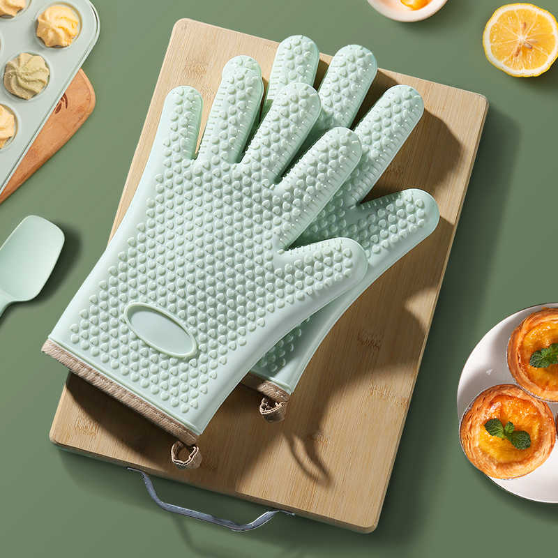 Oven Heat Insulation Gloves | Full Body Rubber with Pattern Grip | Silicon Heat Resistant and Total Insulation with Inner Glove Polyester and Cotton Fabric