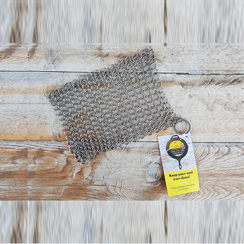 Stainless Steel Chainmail Scrubber for Pre-Seasoned Cast Iron Skillet