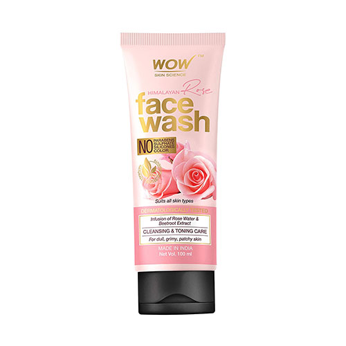 Wow Skin Science Himalayan Rose Face Wash Tube Cleansing Rose Water Soaked with Beet Extract No Parabens Sulfate Silicone | 100ML