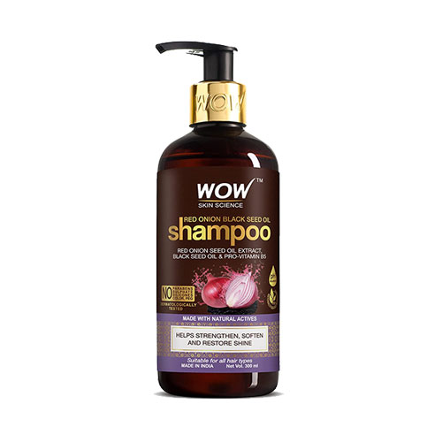 Wow Skin Science Onion Shampoo With Red Onion Seed Oil Extract, Black Seed Oil & Pro-Vitamin B5 - No Parabens, Sulphates, Silicones, Color & Peg | 300ML