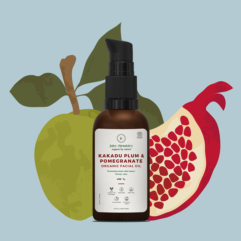 Juicy Chemistry 100% Organic Kakadu Plum & Pomegrante- Anti - Ageing Vitamin C Rich Facial Oil - 10ml