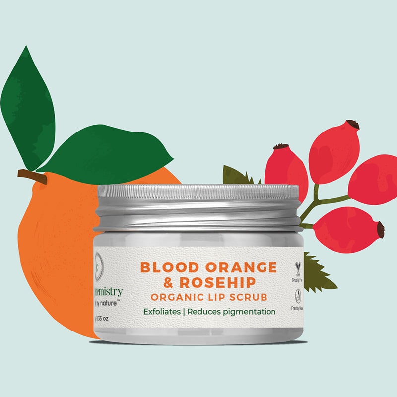 Juicy Chesmistry Blood Orange & Rosehip Organic Lip Scrub - For Pigmented Lips - 10gm/0.35oz