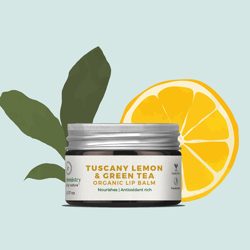 Juicy Chemistry Tuscany Lemon & Green Tea Organic Lip Balm - For Tanned & Chapped lips - 5gm/ 0.17oz