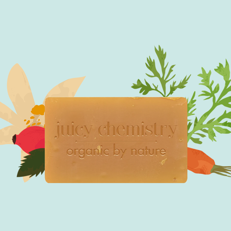 Juicy Chemistry Carrot, Rosehip & Neroli - Organic Soap For Scarred & Pigmented Skin- 90gm/3.17oz