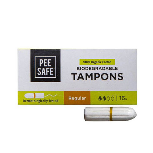 Pee Safe 100% Organic Cotton Tampon, Regular Tampons