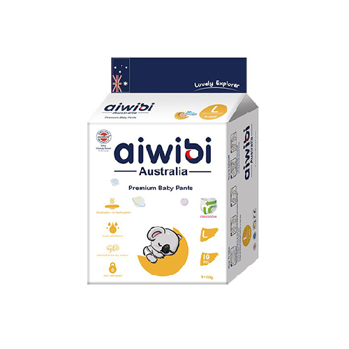 Aiwibi Disposable Baby Diapers Pants, 10 Pcs | Size: L (9~14kg)