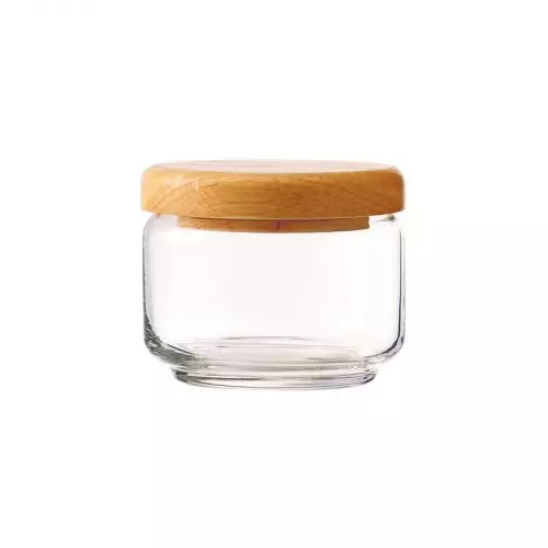 Ocean Pop Jar With Wood Cover, Pack Of 6 Glasses, 500ml (B02511)
