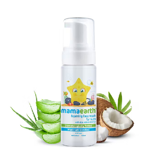 Mamaearth Foaming Face Wash For Kids With Aloe Vera And Coconut, Dermatologically Tested, Tear-Free, 120ml