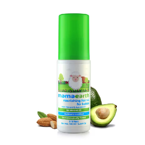 Mamaearth Nouishing Hair Oil For Babies with Almond And Avocado Oil, No mineral Oil, Dermatologically Tested, 100ml