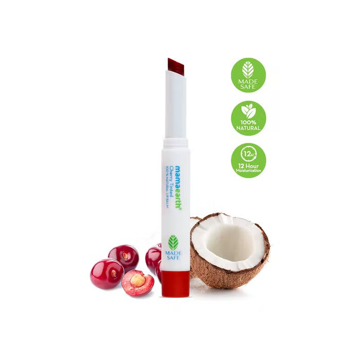 Mamaearth Cherry Tinted 100% Natural Lip Balm With Cherry And Coconut Oil For 12H Moisturized Lips, 2.0g