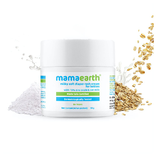 Mamaearth Milky Soft Diaper Rash Cream For Babies With 15% Zinc Oxide And Oat Milk, 50g