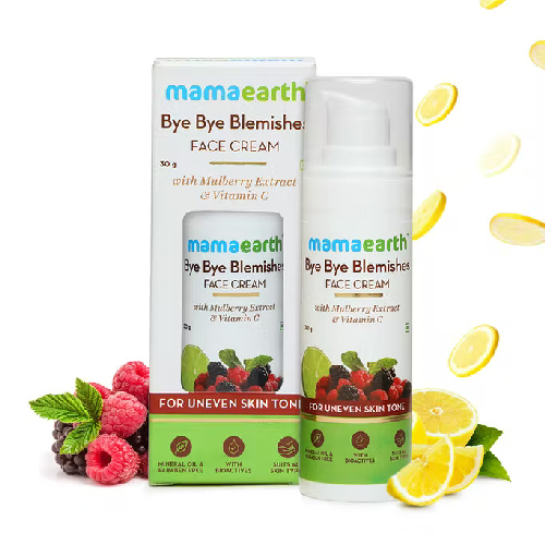 Mamaearth Bye Bye Blemishes Face Cream With Mulberry Extract And Vitamin C For Uneven Skin Tone, 30g
