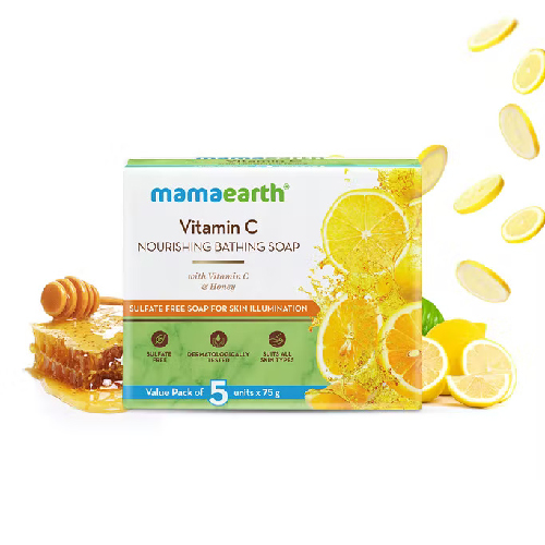 Mamaearth Vitamin C Nourishing Bathing Soap With Vitamin C And Honey, Sulfate Soap For Skin Illumination, 375g