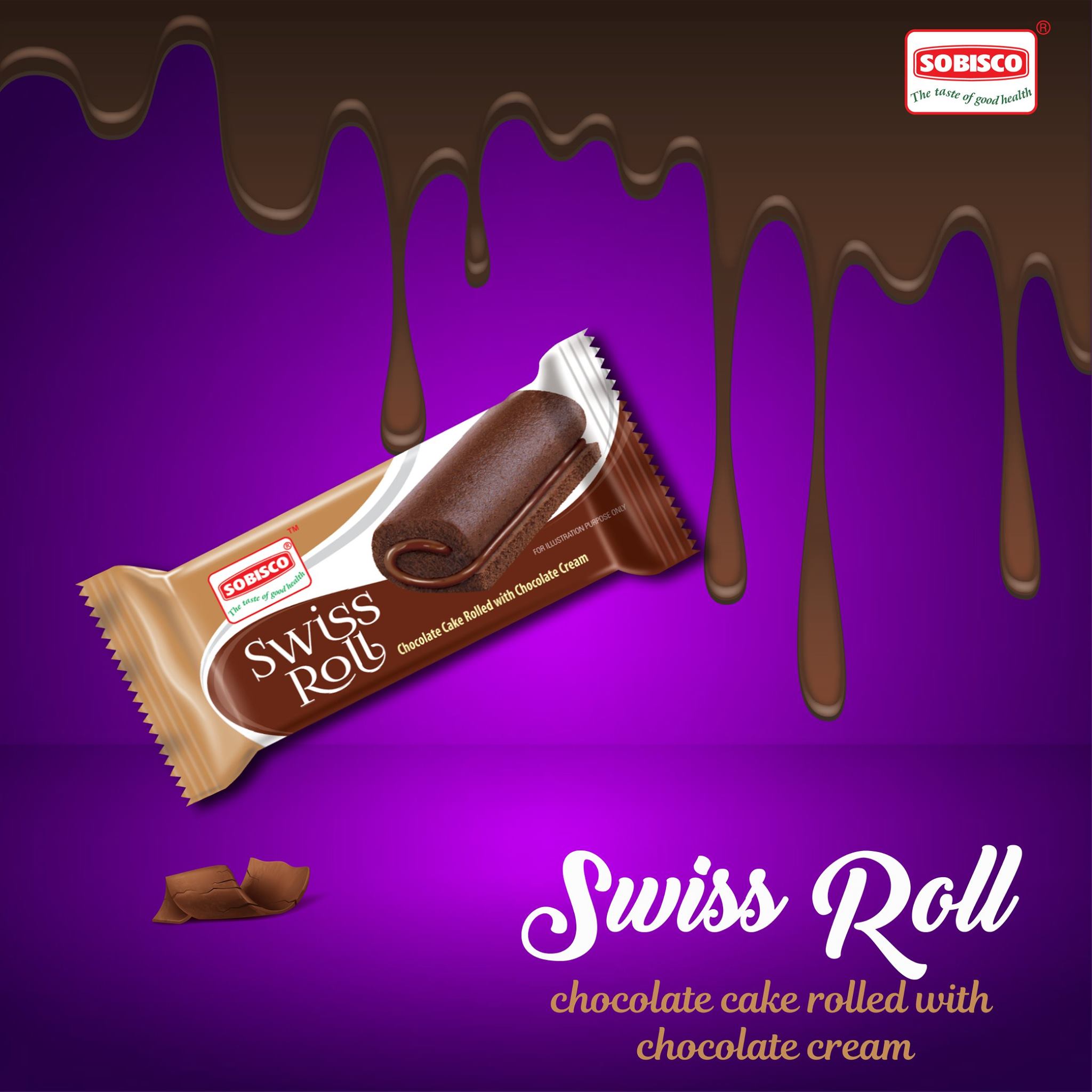 Sobisco Swiss Roll Chocolate Cake Rolled With Vanilla Cream, 35g