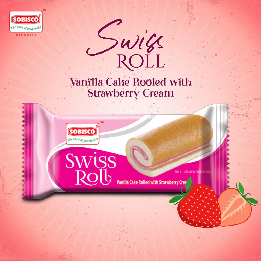 Sobisco Swess Roll Vanilla Cake With Strawberry Cream, 420g