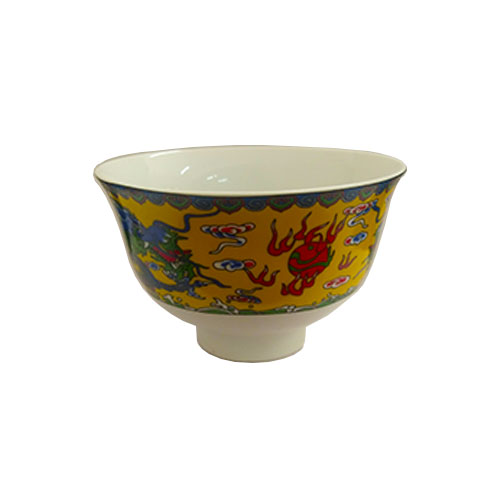 Ceramic Bowl, 1Pc - Yellow Dragon