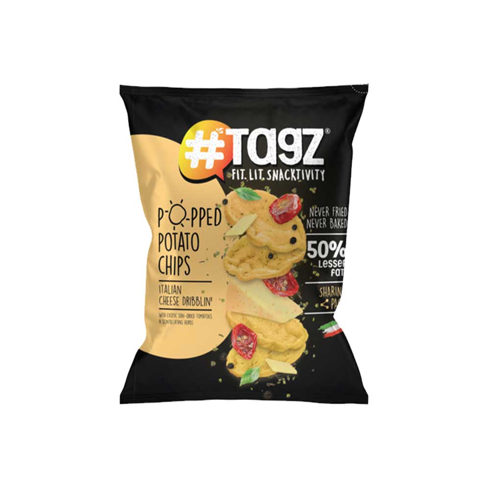 Tagz Popped Potato Chips - 50% Less Fat - 42g - Italian Cheese Dribblin