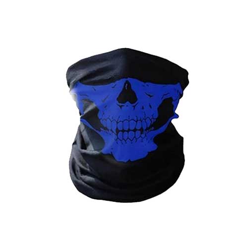 Wind Proof Biker Mask - Skull - Blue