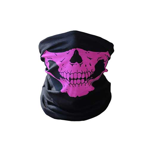 Wind Proof Biker Mask - Skull - Pink