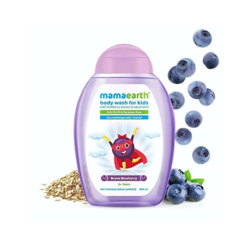 Mamaearth Body Wash For Kids With Blueberry Extract And Oat Protein, Sls/sles And Paraben Free, Dermatologically Tested, Brave Blueberry, 300ml