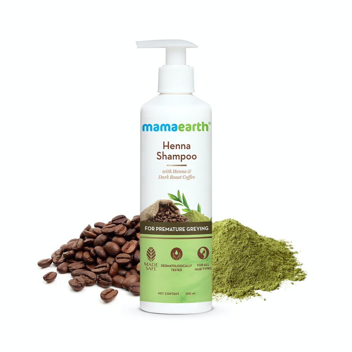 Mamaearth Henna Shampoo With Henna And Dark Roast Coffee For Premature Greying - 250ml
