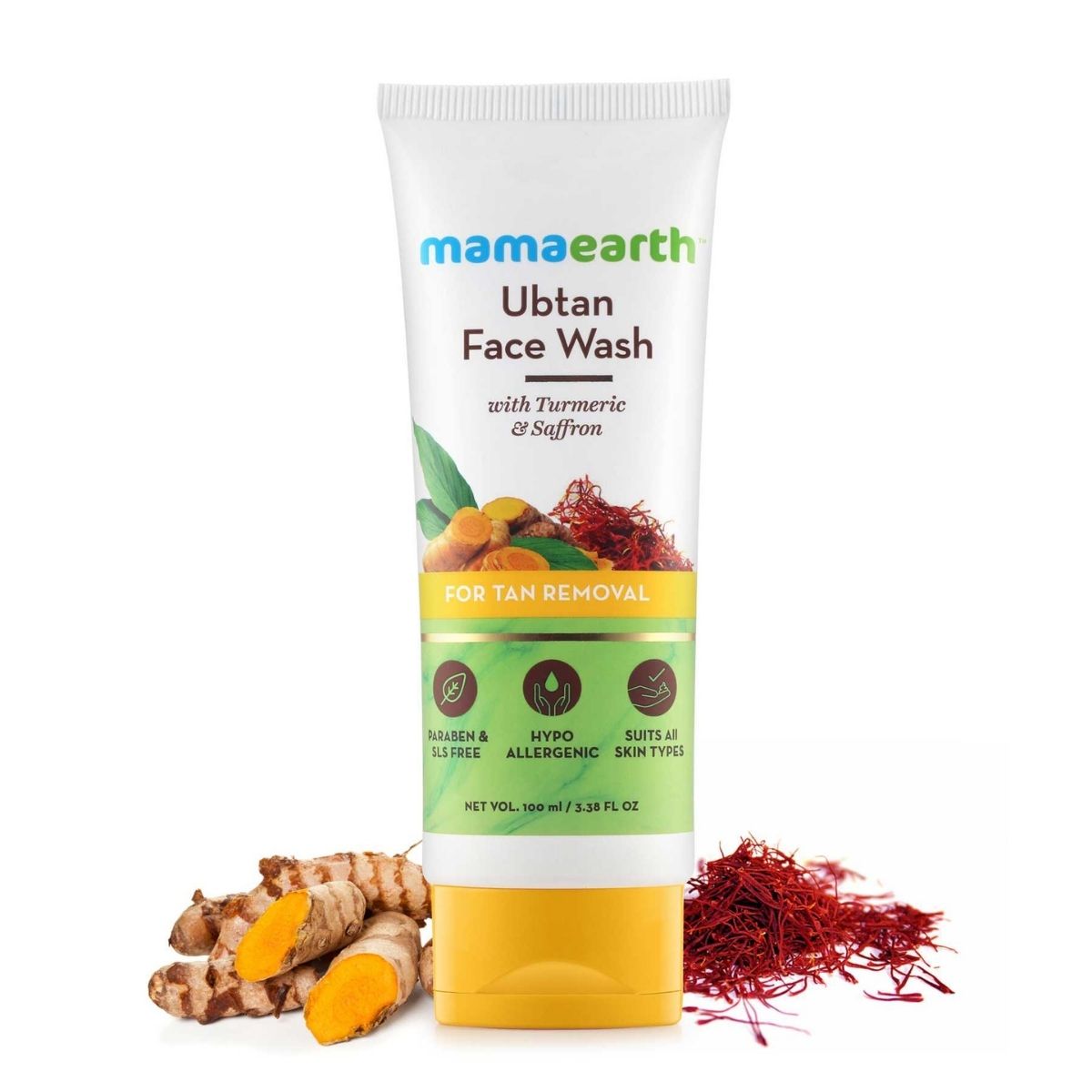 Mamaearth Ubtan Face Wash With Turmeric And Saffron For Tan Removal, 100ml