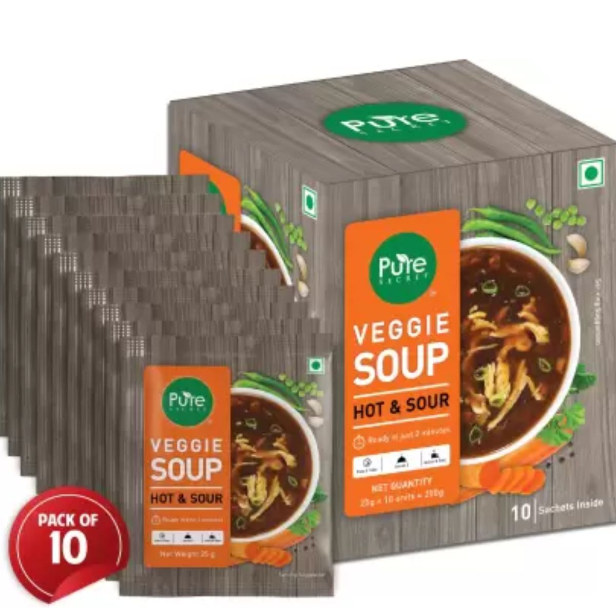 Pure Secret - Veggie Soup - Hot & Sour - 10 Sachets