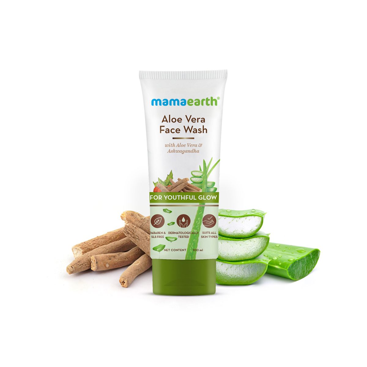 Mamaearth Aloe Vera Face Wash With Aloe Vera & Ashwagandha For Youthful Glow - 100ml