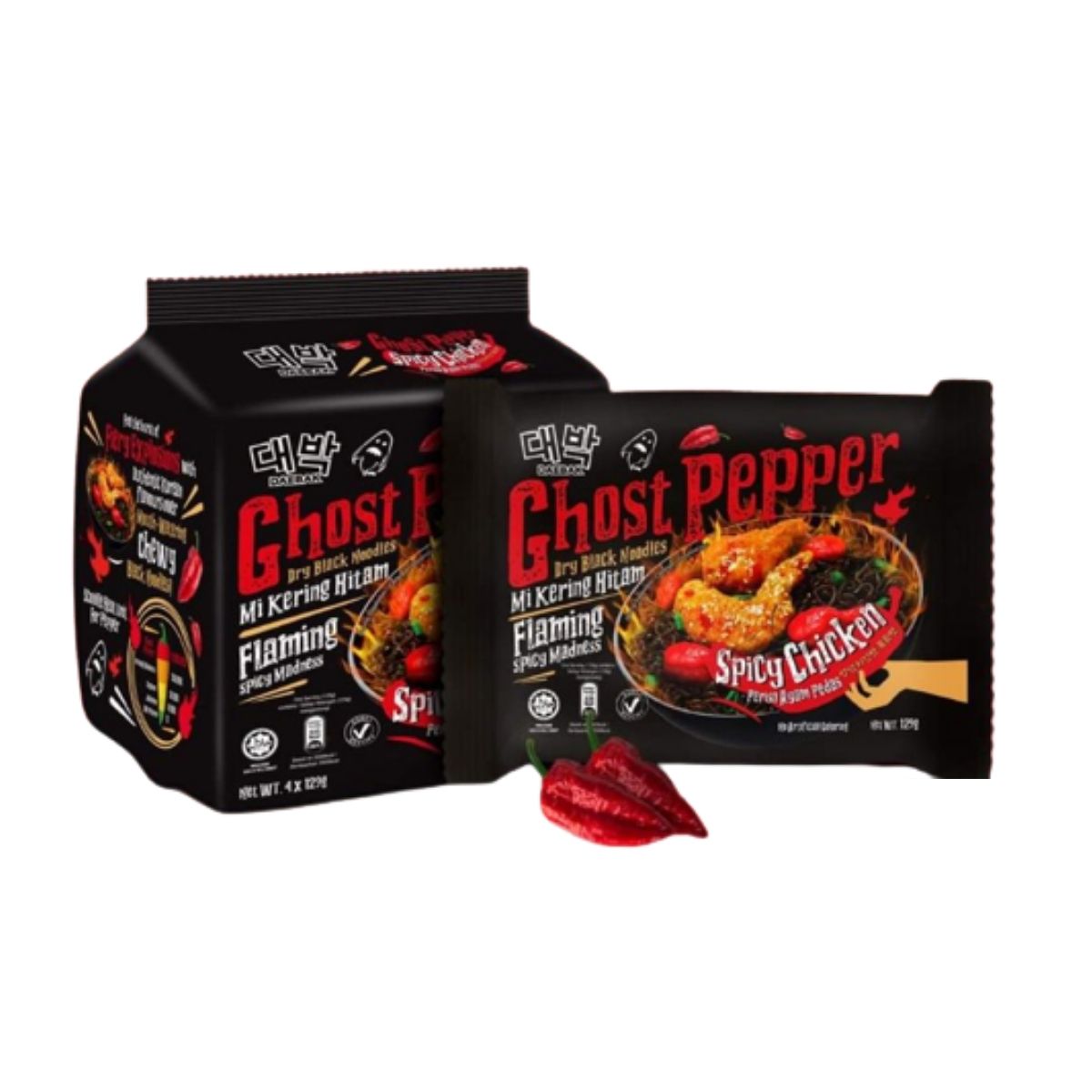 Daebak Ghost pepper Dry Black Noodles - 129g