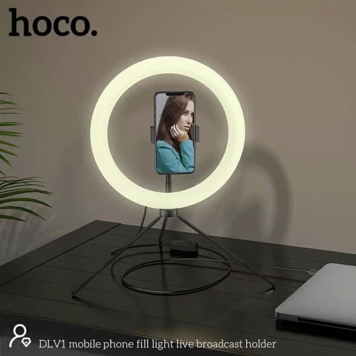 Hoco DLV1 Mobile Phone Fill Light Live Broadcast Holder - Black