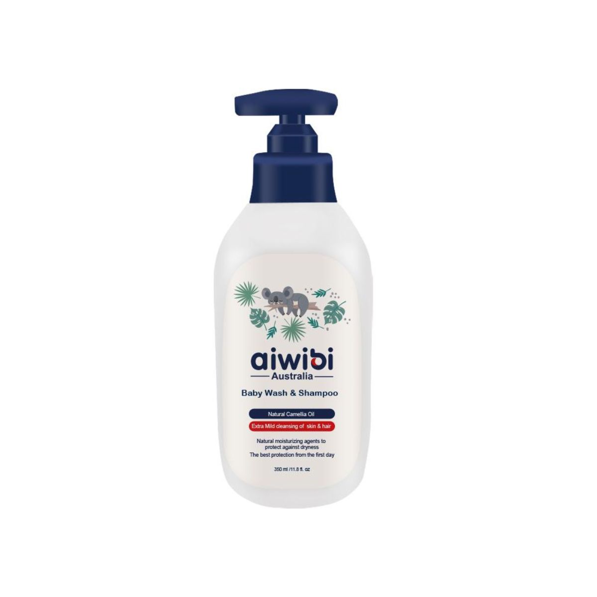 Aiwibi Baby Wash & Shampoo - Natural Camellia Oil - Extra Mild Cleansing Of Skin And Hair - 350ml
