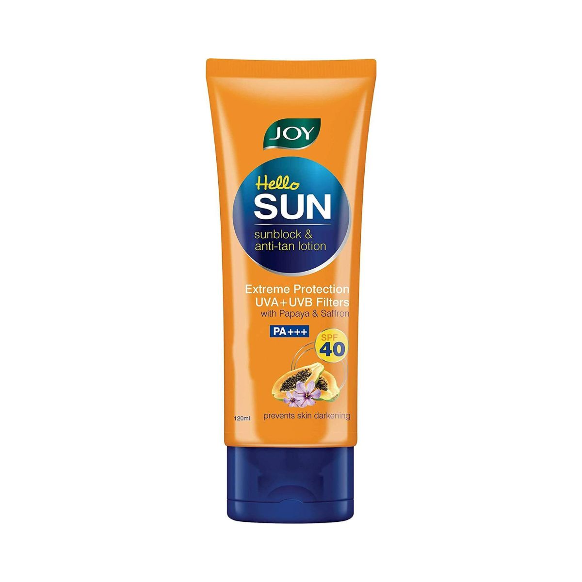 Joy Hello Sun - Sunblock & Anti-tan Lotion - Extrema Protection UVA+UVB Filters With Papaya & Saffron PA+++ - SPF 40 - 60ml